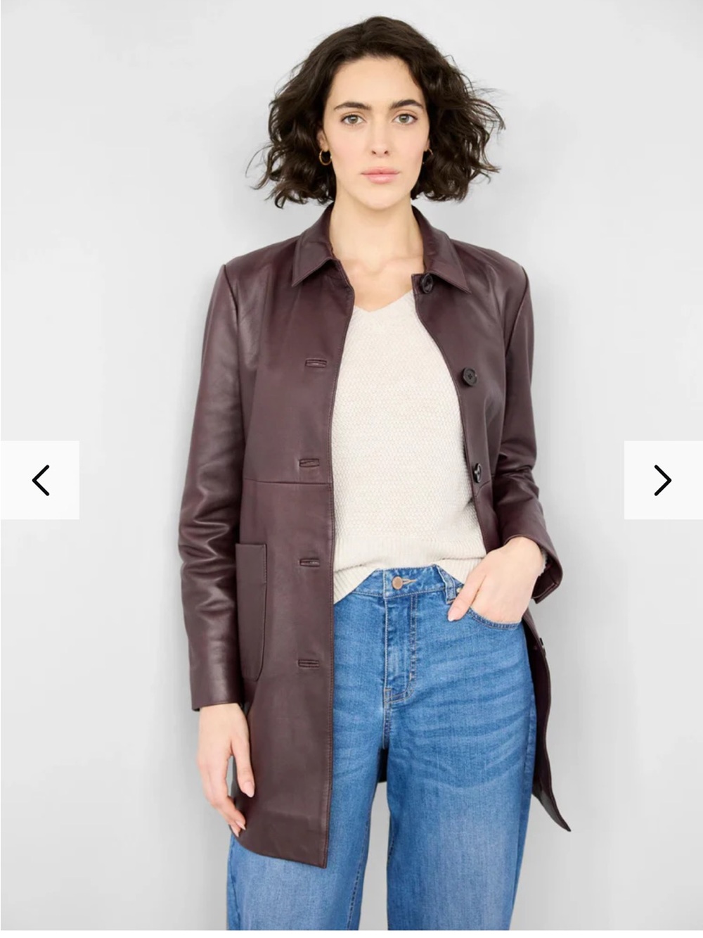 Nic + Zoé  Leather Car Coat in Dark Burgundy